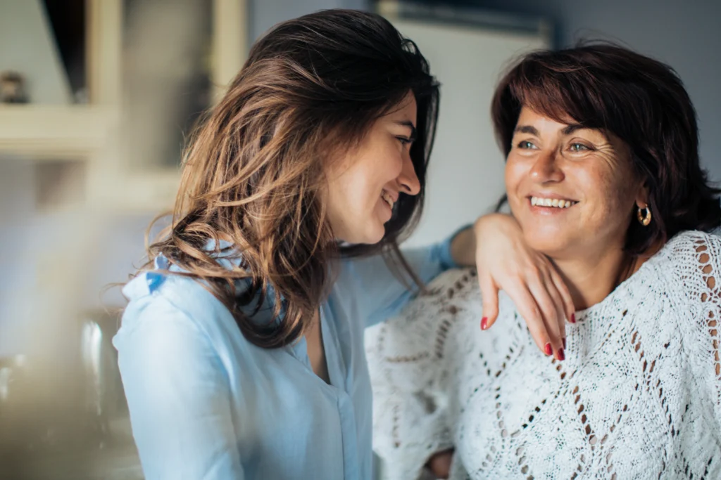 Older woman with her daughter